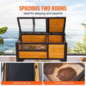 Terrario in Legno per Tartarughe con Supporto per Illuminazione, Recinto per Rettili da Interno ed Esterno per Piccoli Animali, Giocattoli e Strutture da Esterno - Product Image 4