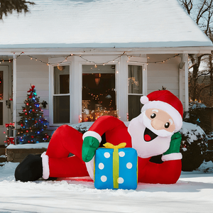 Decorazione Natalizia Gonfiabile da Giardino con Babbo Natale di 2,13 m Illuminato a LED, Divertente Decorazione Esterna Gonfiabile con Babbo Natale Sdraiato a Terra - Product Image 6