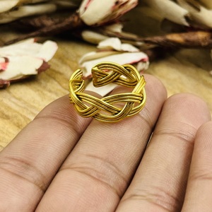New Arrival Women's Boho Braided Brass <b>Ring</b> 18K Gold Plated Tribal Woven Knot Design Wedding <b>Statement</b> <b>Ring</b> Wholesale/OEM/ODM - Product Image 3
