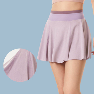 Minifalda plisada transpirable para mujer, pantalones cortos de color sólido, tela de malla, ropa informal de verano - Product Image 1