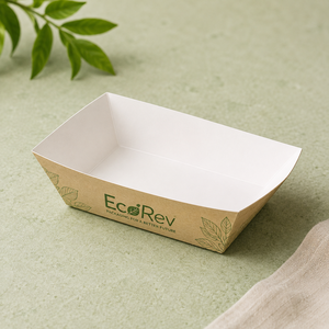 Contenants alimentaires jetables en papier kraft biodégradable et écologiques, marque EcoRev, logo personnalisé, forme rectangulaire, style moderne - Product Image 6