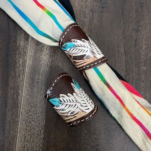 Novedades al por Mayor, Anillo de Cuero Genuino Hecho a Mano, Estilo Western, para Pañuelo, Bandana, Brazalete para Vaqueras - Product Image 5