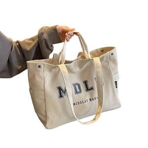 Sac fourre-tout en toile de grande capacité de qualité supérieure avec plusieurs poches et deux poignées, sac à main en coton haute densité pour les voyages - Product Image 2