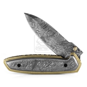 Cuchillo Plegable Artesanal de Acero Damasco DD-FK-556 de 90mm, 58-62 HRC, para Caza, Camping y Actividades al Aire Libre - Product Image 1