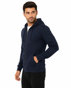 Fashionable mens hooded zipper top made with premium soft fabric for warmth comfort and flexible all day movement support - Product Image 2
