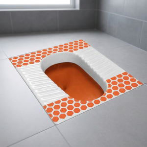 Modern Red Art Double Color <b>Ceramic</b> Squat Toilet <b>Pan</b> Orissa Eastern Sanitary Ware Indian Designer WC Export - Product Image 2