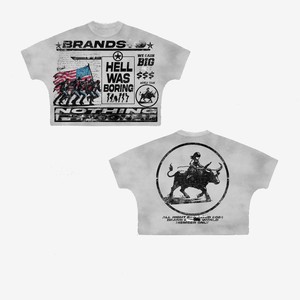 เสื้อยืดผู้ชายผ้าฝ้าย 100% ทรงหลวม พิมพ์ลาย เสื้อยืดทรงบ็อกซี่ 240 GSM ผ้าฝ้ายพรีเมียม สีเทาอ่อน พิมพ์ลายวินเทจ รับสกรีนโลโก้ - Product Image 2