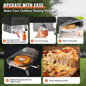Forno per Pizza da 16 pollici all'aperto in acciaio inossidabile a Gas Grill portatile con rivestimento in pietra per Pizza girevole a 360 gradi - Product Image 6