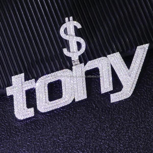 Collier pendentif personnalisé TONY, look cristal étincelant avec charme signe dollar, style Hip Hop - Product Image 1