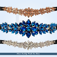 Frontlet de luxe en cuir à fermoir, orné de cristaux bleu saphir en grappe florale, pour étrier de cheval, vente en gros, fabricant d'équipement équestre