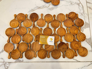 Cuillère à mélanger en bois naturel artisanal écologique en forme de tournesol, ustensile de cuisine, cuillères à aliments extra longues - CARYLN - Product Image 5