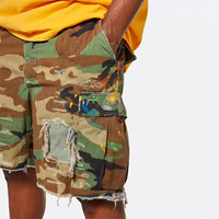 Fabricante Mayorista de Pantalones Cortos de Mezclilla, Pantalones Cortos de Mezclilla con Logotipo Personalizado, Pantalones Cortos de Mezclilla con Estampado de Camuflaje, Pantalones Cortos de Mezclilla de Moda con Cintura Elástica para Hombre