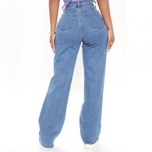 BEST ROCK INTERNATIONAL Jeans de Mezclilla Casuales de Cintura Media y Pierna Recta para Mujer, Nueva Colección de Alta Calidad, 100% Algodón Transpirable - Product Image 2