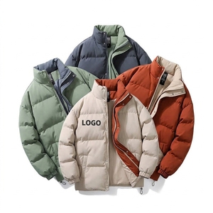 puffer <b>jacket</b> <b>Vintage</b> <b>Bomber</b> <b>Jacket</b> Stand Collar Zipper Custom Embroidery Windproof Warm Winter Men's Coat Plain Dyed Woolen - Product Image 1