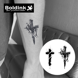 Tatuaje Temporal Semipermanente a Prueba <span class=keywords><strong>de</strong></span> Agua con Diseño <span class=keywords><strong>de</strong></span> Espinas, Cruz, Rosa y Flores, Estilo Gótico, <span class=keywords><strong>para</strong></span> Mujeres y Hombres - Product Image 3