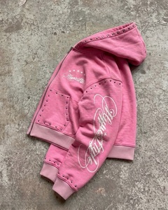Nueva sudadera con capucha corta rosa personalizada al por mayor para mujer, sudadera con capucha de algodón y forro polar, chaqueta informal estilo streetwear con logotipo personalizado - Product Image 3