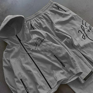 Lightweight Nylon Windbreaker <b>Jackets</b> and Nylon Track Pants Set Custom Stitching Mesh Fabric Jogging <b>Suits</b> Windbreaker Tracksuit - Product Image 2