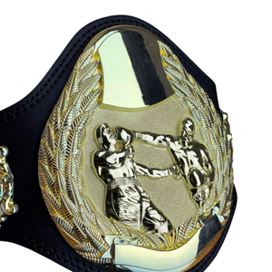 Ceinture de championnat de boxe avec détails dorés et motif de combattant, ceinture de titre sportif personnalisable, édition de collection premium - Product Image 2