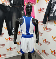 Uniforme de boxe réversible rouge/bleu lavé pour adultes - Logo personnalisé 100% polyester respirant léger et durable