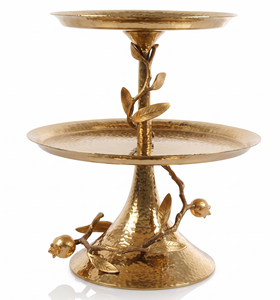 Golden Two-<b>Tier</b> Metal <b>Cake</b> Stand Multi-Layer Dessert Display Reusable Hand Wash Only Cupcake Holder Serving Tray For Parties - Product Image 5