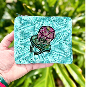 Pochette à fermeture éclair perlée, broderie florale rose, faite main, de luxe, cadeau de mode, personnalisable, vente en gros, pour soirée, par un créateur - Product Image 4