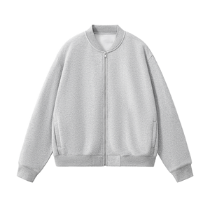 Blouson Bomber Unisexe Personnalisé en Polaire, Coupe Oversize, Entièrement Zippé, Sweat-shirt Décontracté avec Bordure Côtelée, Style Streetwear, Veste Universitaire, Vêtements OEM - Product Image 3