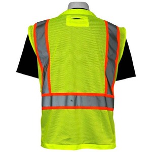 Chalecos de Trabajo Reflectantes de Alta Visibilidad Unisex, Impermeables, de Poliéster, Verdes, con Cremallera y Malla, sin Mangas - Product Image 6