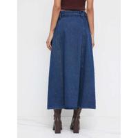 Jupe longue décontractée d'été en jean délavé pour femme, grande taille, avec logo, motif patchwork à la taille, et crop top formel, conception personnalisée OEM/ODM