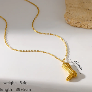 Collar de Botas Electrochapadas para Mujer en Acero Inoxidable 304 con Cadena de Cable Chapada en Oro Real de 18K - Product Image 6