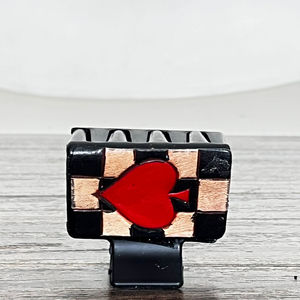 Checkerboard <b>Hand</b> Crafted Real Cow Leather Hair Claw Clip Handmade Western Heart Design Fashionable Hair Accessories for Women's - Product Image 6