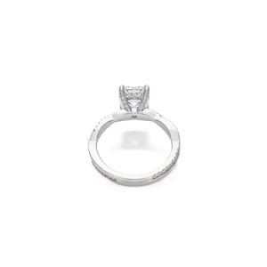 10K 14K 18K Solid Gold Cushion & Round Lab Diamond <b>925</b> Sterling <b>Silver</b> Engagement <b>Ring</b> Twist Band Hidden Halo Half Eternity <b>Ring</b> - Product Image 1