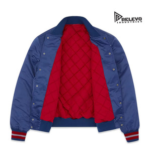 Chaqueta de Béisbol Acolchada Ecológica Personalizada para Hombre de RELEVO INDUSTRY con Mangas de Cuero y Lana para Invierno - Product Image 2