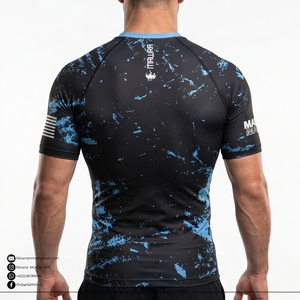 Rashguard à manches courtes personnalisé avec logo OEM, extensible dans les 4 sens, pour BJJ, MMA, sports de combat, couche de compression, haut de gamme - Product Image 2