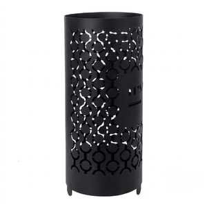 Porte-parapluie moderne en métal noir découpé, motif en forme de parapluie rond, support cylindrique pour cannes et bâtons de marche, vente en gros - Product Image 2