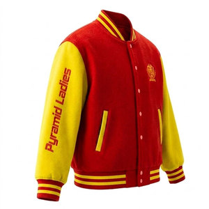 เสื้อแจ็คเก็ตนักกีฬามหาวิทยาลัย NSPDK สีแดงและเหลือง ปักลายตัวอักษรกรีก สไตล์เบสบอล สำหรับผู้หญิง - Product Image 6