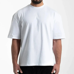 Wholesale Custom Logo <b>Plain</b> <b>White</b> T Shirt Men Heavyweight Cotton Blank Oversized Streetwear Drop Shoulder Boxy Fit Blanks - Product Image 1