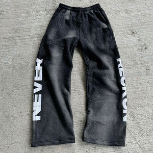 กางเกงวอร์มผู้ชายผ้าฝ้ายเฟรนช์เทอร์รี่ทรงหลวมแบบสั่งทำ OEM ทรงตรง น้ำหนักเบา เหมาะสำหรับฤดูหนาว มีไซส์ปกติและไซส์ใหญ่ - Product Image 4