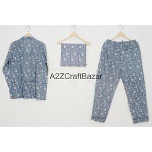 Vêtements de détente romantiques à fleurs pour femmes et hommes, en coton 100% pur de haute qualité, pour les vacances d'hiver, vente en gros, livraison directe d'usine, pyjama - Product Image 4