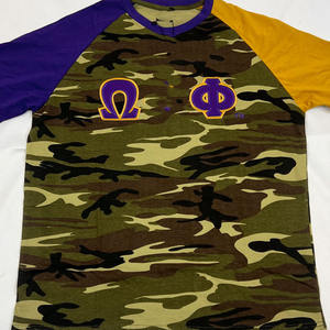 T-shirt décontracté à col rond Omega Psi Phi Fraternity, coupe régulière, 100 % coton respirant, avec logo tricoté personnalisé et motif uni brodé - Product Image 6