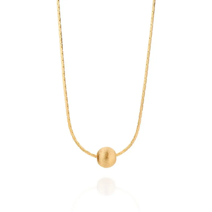 18K Solid Real Gold Plated Minimalist Gold <b>Snake</b> Chain Necklace With Ball Pendant Unisex Everyday Wear - Product Image 1