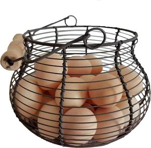 <b>Egg</b> <b>basket</b> rustic wire <b>egg</b> holder farmhouse <b>egg</b> <b>basket</b> black metal <b>egg</b> <b>basket</b> <b>egg</b> display <b>basket</b> kitchen storage table ware - Product Image 4