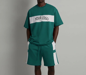 Summer Hot Custom Embroidery Casual Sportswear Graphic Printed <b>T</b>-Shirt and Shorts Plus Size 2 Piece Street Tracksuits Men's Set - Product Image 1