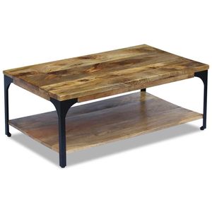 Tavolino da Caffè in Legno di Mango Naturale e Acciaio - Product Image 5