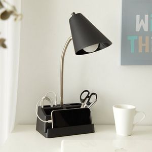 15-Inch Modern Desk <b>Lamp</b> <b>with</b> <b>USB</b> <b>Port</b> and AC Outlet Black Stainless Steel and Aluminum - Product Image 3