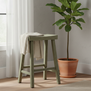 Tabouret de bar haut en bois d'hévéa massif, rond, moderne, minimaliste, mobilier de maison durable et léger - Product Image 4