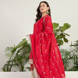 Premium Chinon Embroidered <b>Top</b> Palazzo Set With Elegant Embroidered Dupatta Designer Party Wear Wholesale Rate By Royal Export - Product Image 3