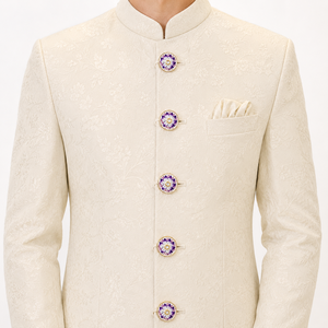 Botones de Lujo Personalizados de Latón con Esmalte Jaipur Meenakari, Loto Morado y Cristal Polki para Traje Sherwani de Boda para Hombre - Product Image 2