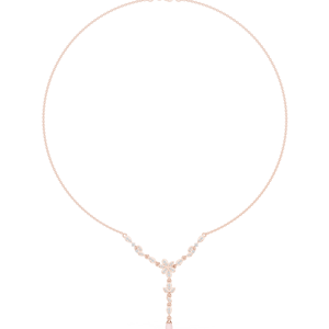 Collier pendentif floral en diamant de culture, or rose |   Collier en Y élégant avec diamant marquise pour femme, idéal comme cadeau - Product Image 4