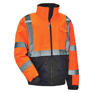 Men's <b>Heated</b> Fleece Work <b>Jacket</b> Winter Warmth Rated -40°F Reflective Safety Orange Zipper Closure Stand Collar - Product Image 1