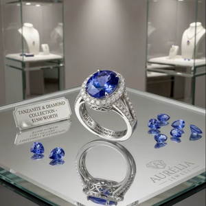 Bague de fiançailles chrétienne en or massif 18 carats avec tanzanite naturelle, sertie à griffes, délicate et luxueuse, pour mariée et occasions spéciales - Product Image 1